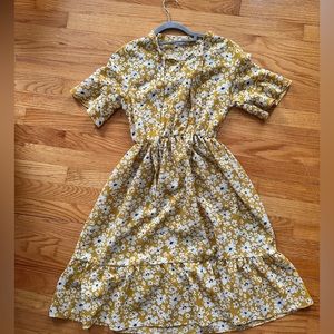 Yellow flower print dress. Size S